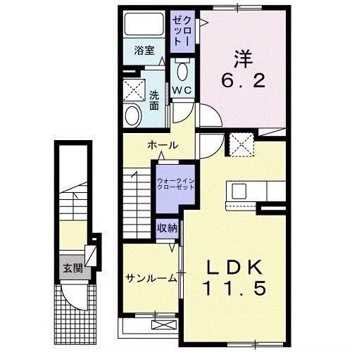 アクシス ウィル 中野東(1LDK/2階)の間取り写真