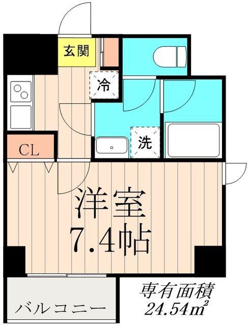 デュオメゾン錦糸町(1K/2階)の間取り写真