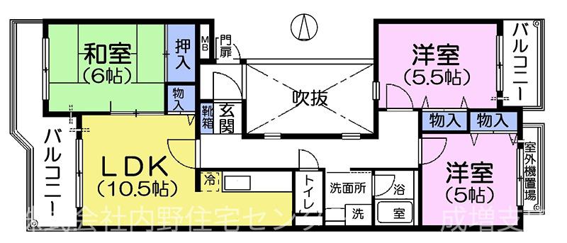 メゾンボナール(3LDK/3階)の間取り写真