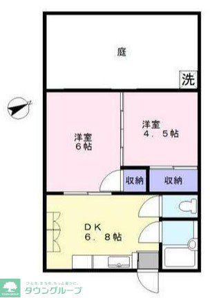 コーポふじ(2DK/2階)の間取り写真