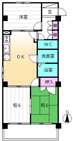 徳松ビル(3LDK/2階)の間取り写真