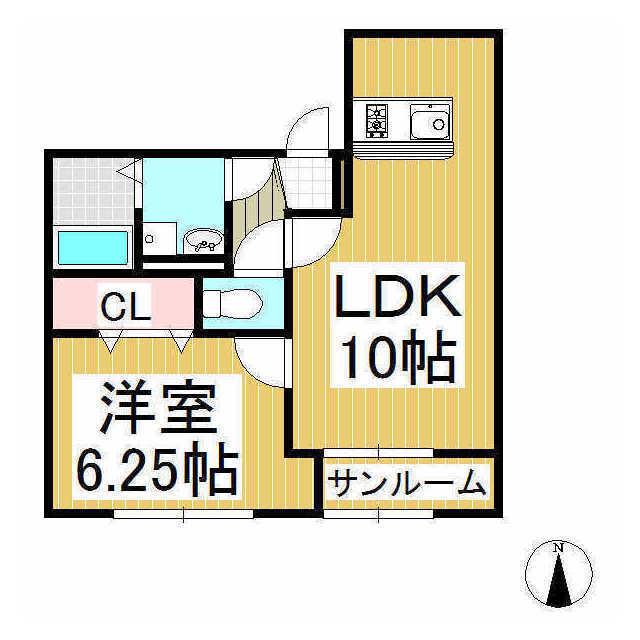 アクアヒルズ(1LDK/1階)の間取り写真