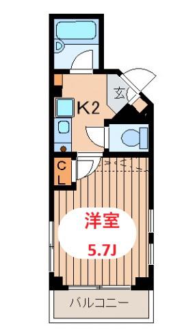 エクランウエストヒルズ(1K/4階)の間取り写真