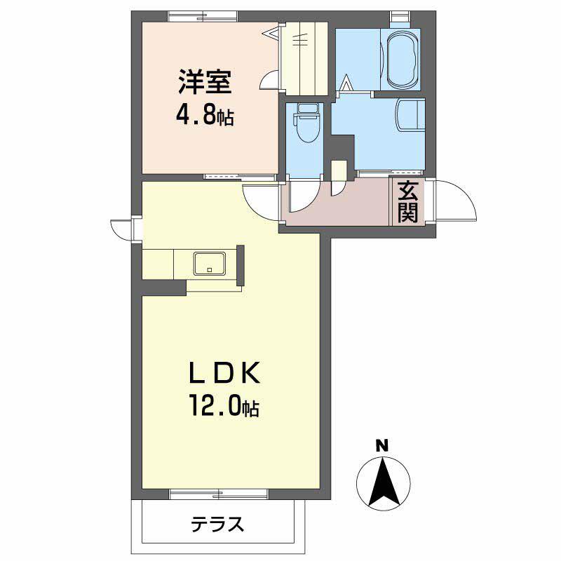 アムールG(1LDK/1階)の間取り写真
