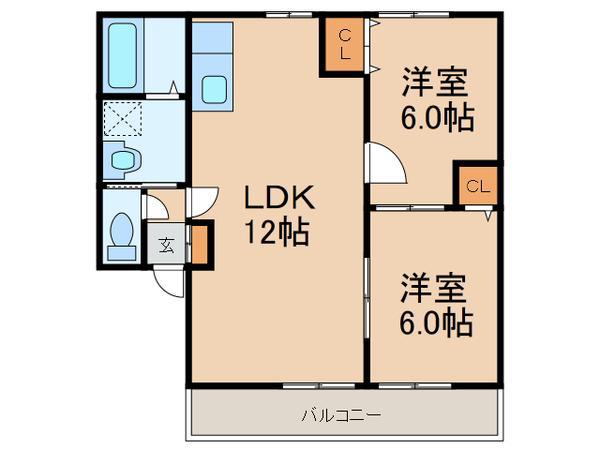 シンフォニー(2LDK/1階)の間取り写真