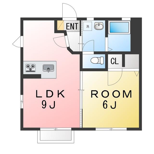 ドミールMITA(1LDK/2階)の間取り写真