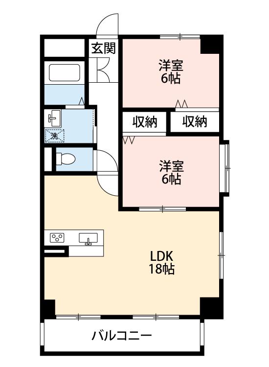 グリーンパーク葵(2LDK/3階)の間取り写真