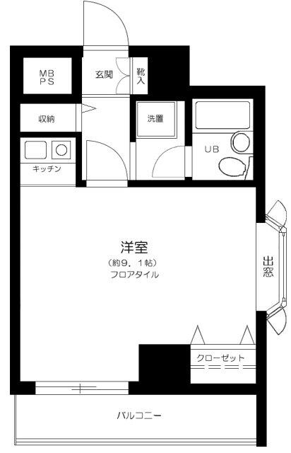 ビクセル川崎(ワンルーム/3階)の間取り写真