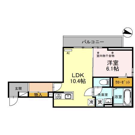 ユイット・マレ(1LDK/3階)の間取り写真