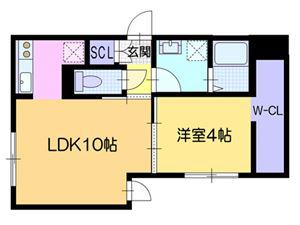 ノーブル麻生(1LDK/2階)の間取り写真