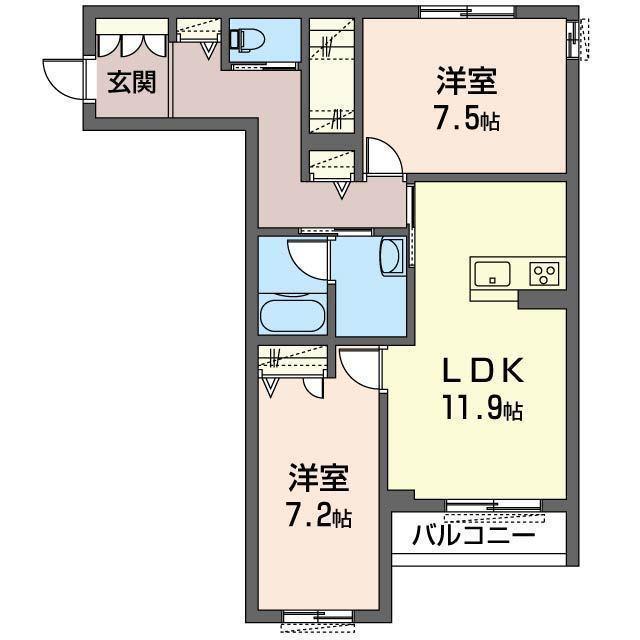 REST SQUARE(2LDK/2階)の間取り写真