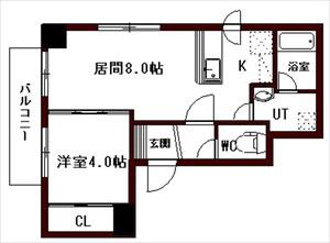 ノースファイン手稲(1DK/3階)の間取り写真