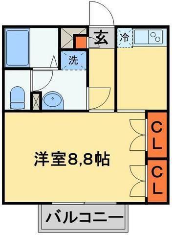 アムールサゼムⅡ(1K/2階)の間取り写真