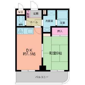 エクレール横浜一番館(1DK/6階)の間取り写真