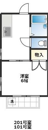 上福岡第16 (1K/2階)の間取り写真