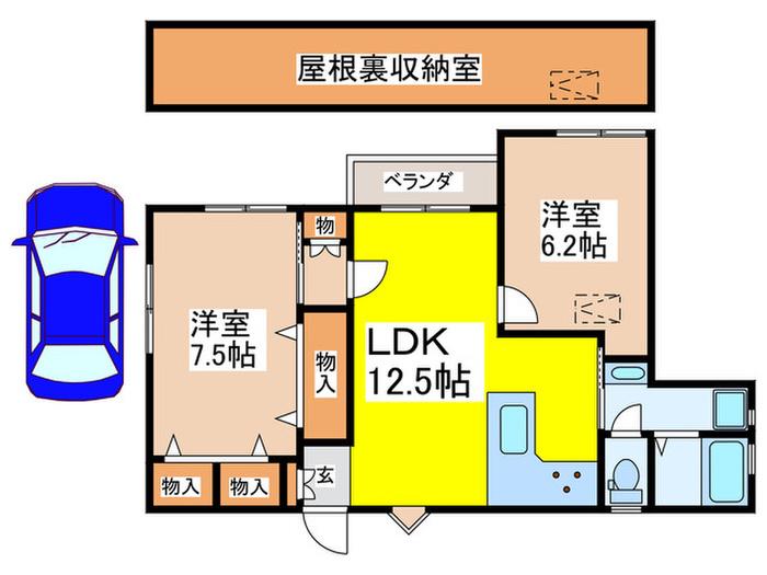 YOUハイツ(2LDK/2階)の間取り写真