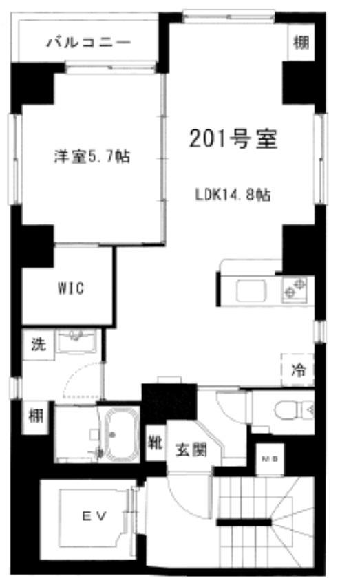 モン・シャトー中野桃園館(1LDK/2階)の間取り写真