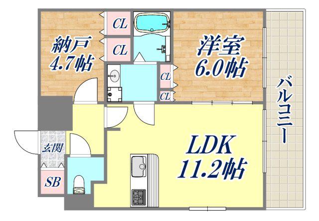 スプランディッド7(1SLDK/9階)の間取り写真