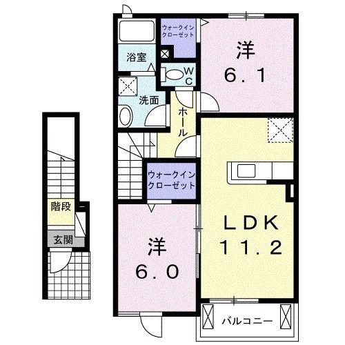 エトワール・フィラントII(2LDK/2階)の間取り写真