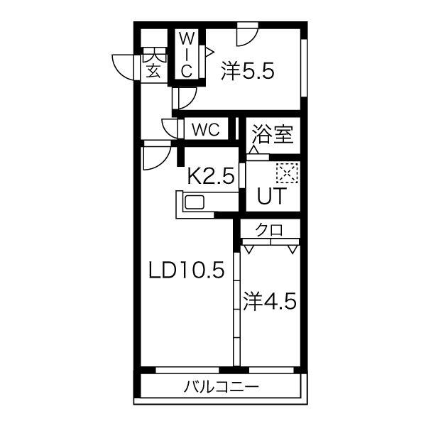 RESIDENCE SHINMEI新道東(2LDK/2階)の間取り写真