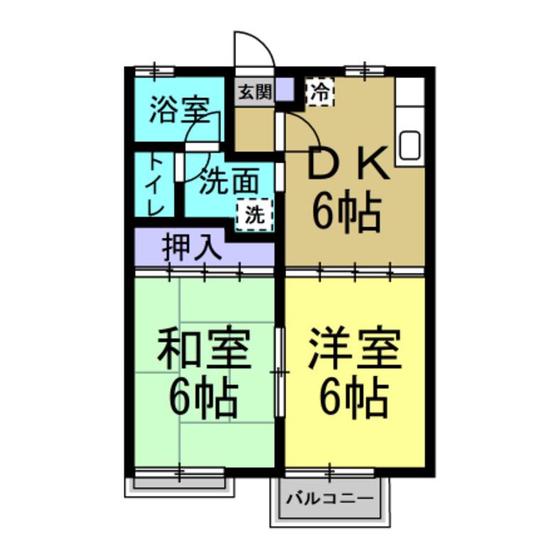 コーポα(2DK/2階)の間取り写真
