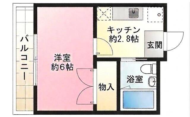 第1高木ビル(1K/3階)の間取り写真
