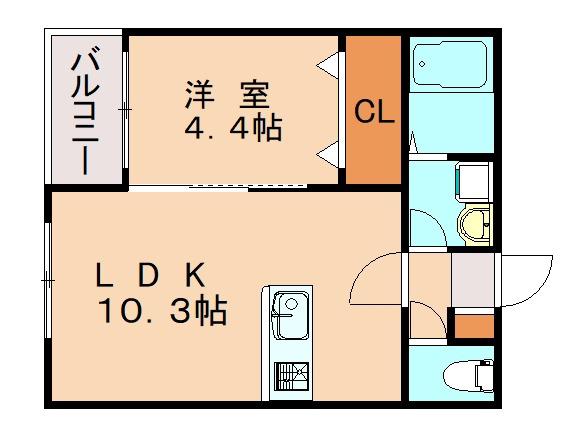 サニーガーデン春日大通(1LDK/1階)の間取り写真