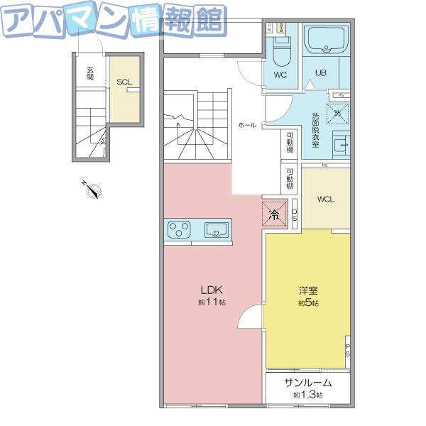 オリオン東本町(1LDK/2階)の間取り写真