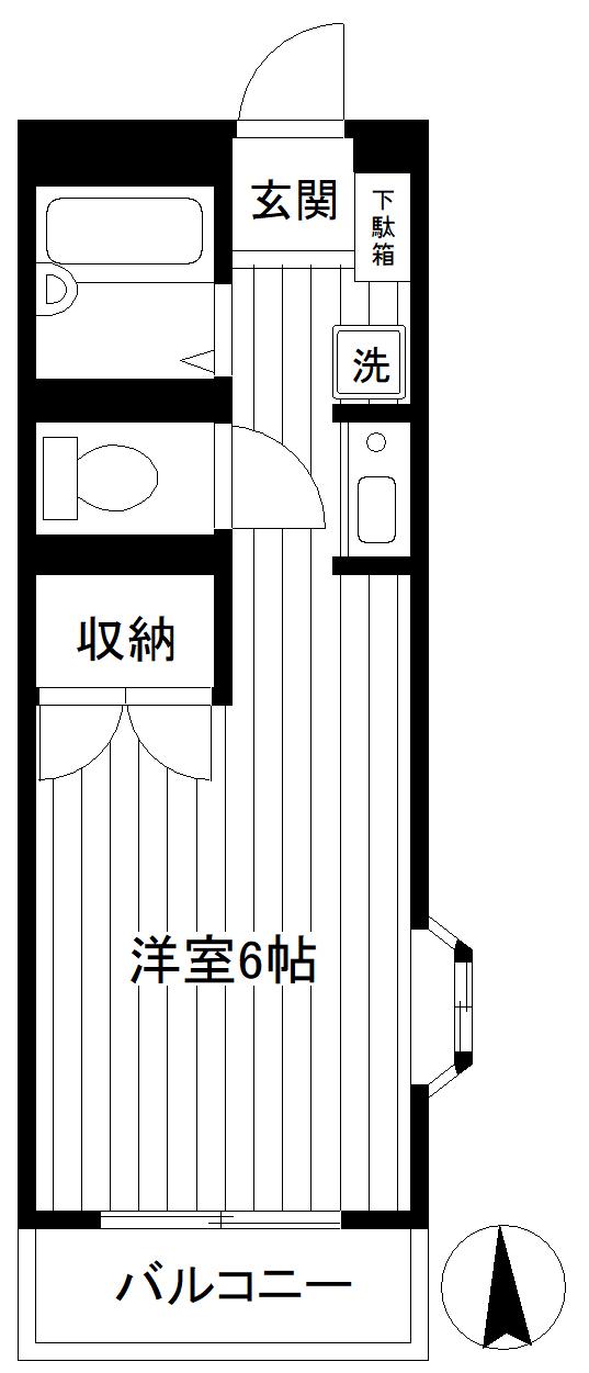 カンマルージュ(ワンルーム/2階)の間取り写真