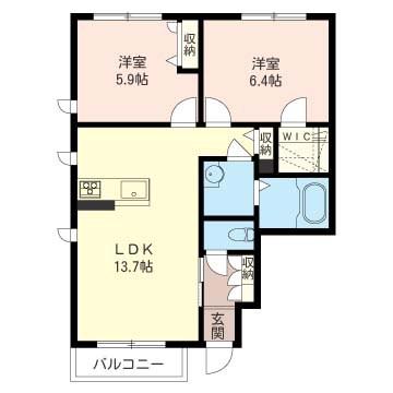 HEIMSTATTEたをやぎ(2LDK/1階)の間取り写真