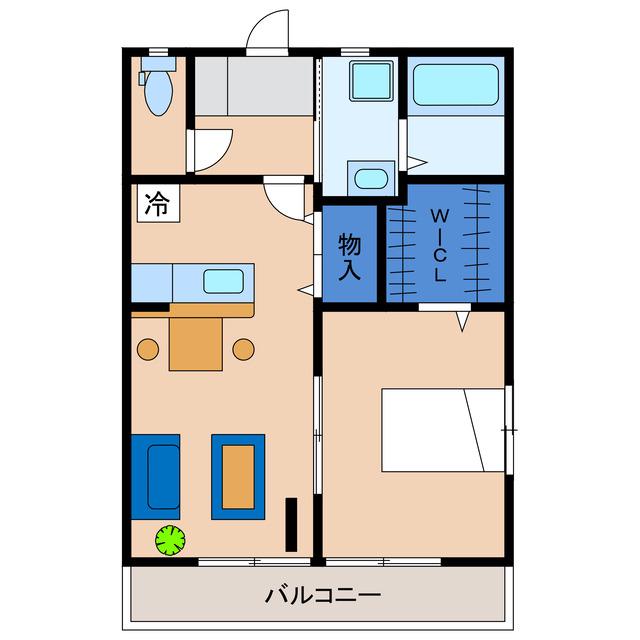 ウエストヒルズTAKAMACHI(1SLDK/2階)の間取り写真