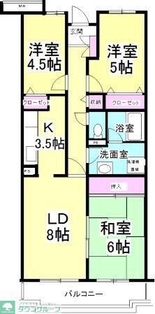 レインボーヒルズ21(3LDK/4階)の間取り写真