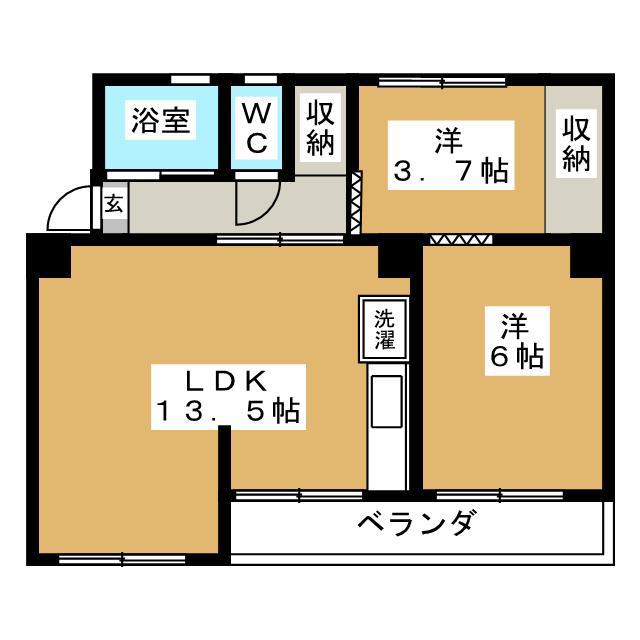 T TOWER(2LDK/3階)の間取り写真