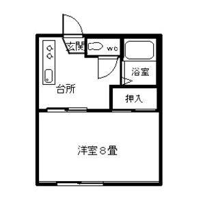 サイレント桑野(1K/2階)の間取り写真