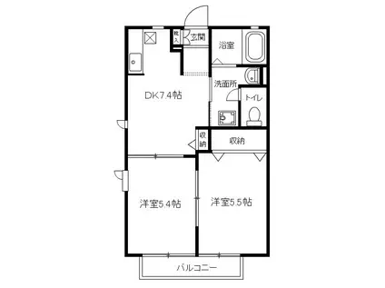 ラピュータ洋光台(2DK/1階)の間取り写真