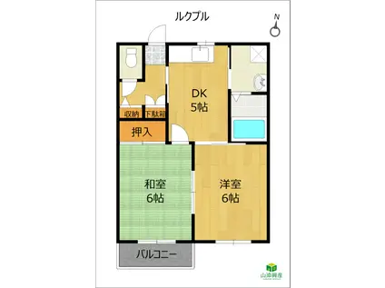 ルクプル(2DK/2階)の間取り写真