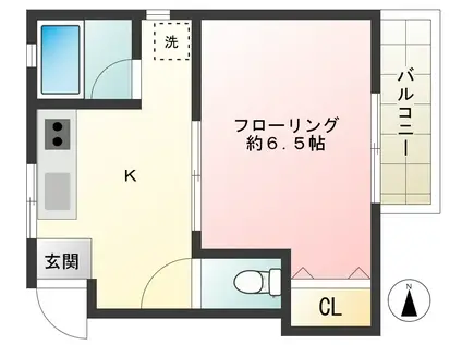 メイプルハイツ(1K/1階)の間取り写真