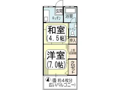 山栄アパート(1K/2階)の間取り写真