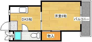 第1小河内ビル(1DK/2階)の間取り写真