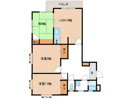 大町おおいマンション(3LDK/1階)の間取り写真