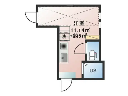 ルームズ笹塚 B棟(ワンルーム/2階)の間取り写真