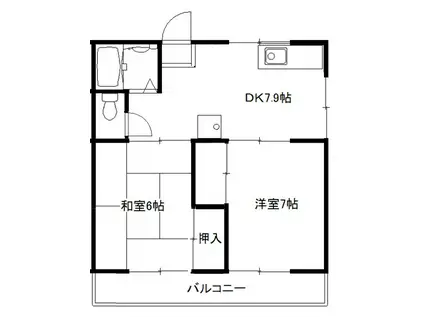 大島コーポB(2DK/2階)の間取り写真