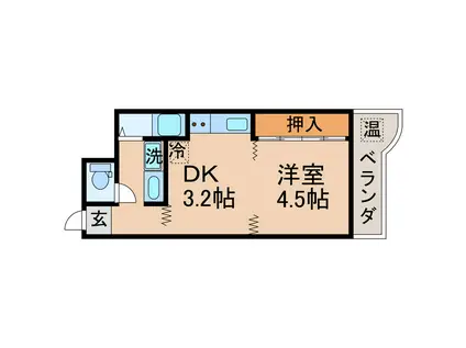 コーポ赤澤(1K/4階)の間取り写真