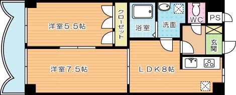 ロイヤルエレガンス(2LDK/4階)の間取り写真