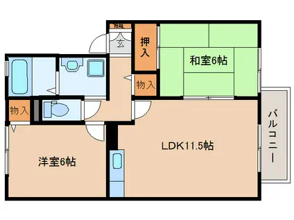 グランドゥール I(2LDK/2階)の間取り写真