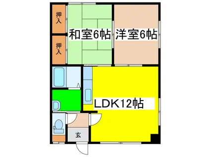 豊川パールハイツ(2LDK/2階)の間取り写真