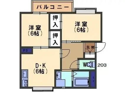 コート・ダ・ジュール(2DK/2階)の間取り写真