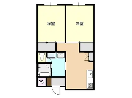 リエス栗原(2DK/2階)の間取り写真