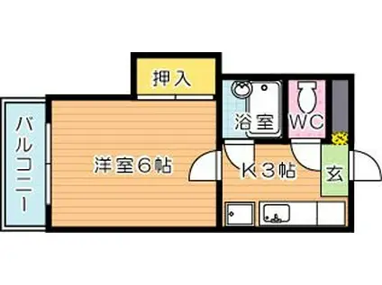 シャトレ永犬丸(1K/1階)の間取り写真