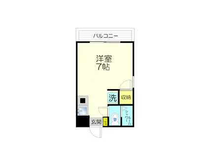 ＪＲ総武線 東中野駅 徒歩2分 3階建 築37年(ワンルーム/3階)の間取り写真